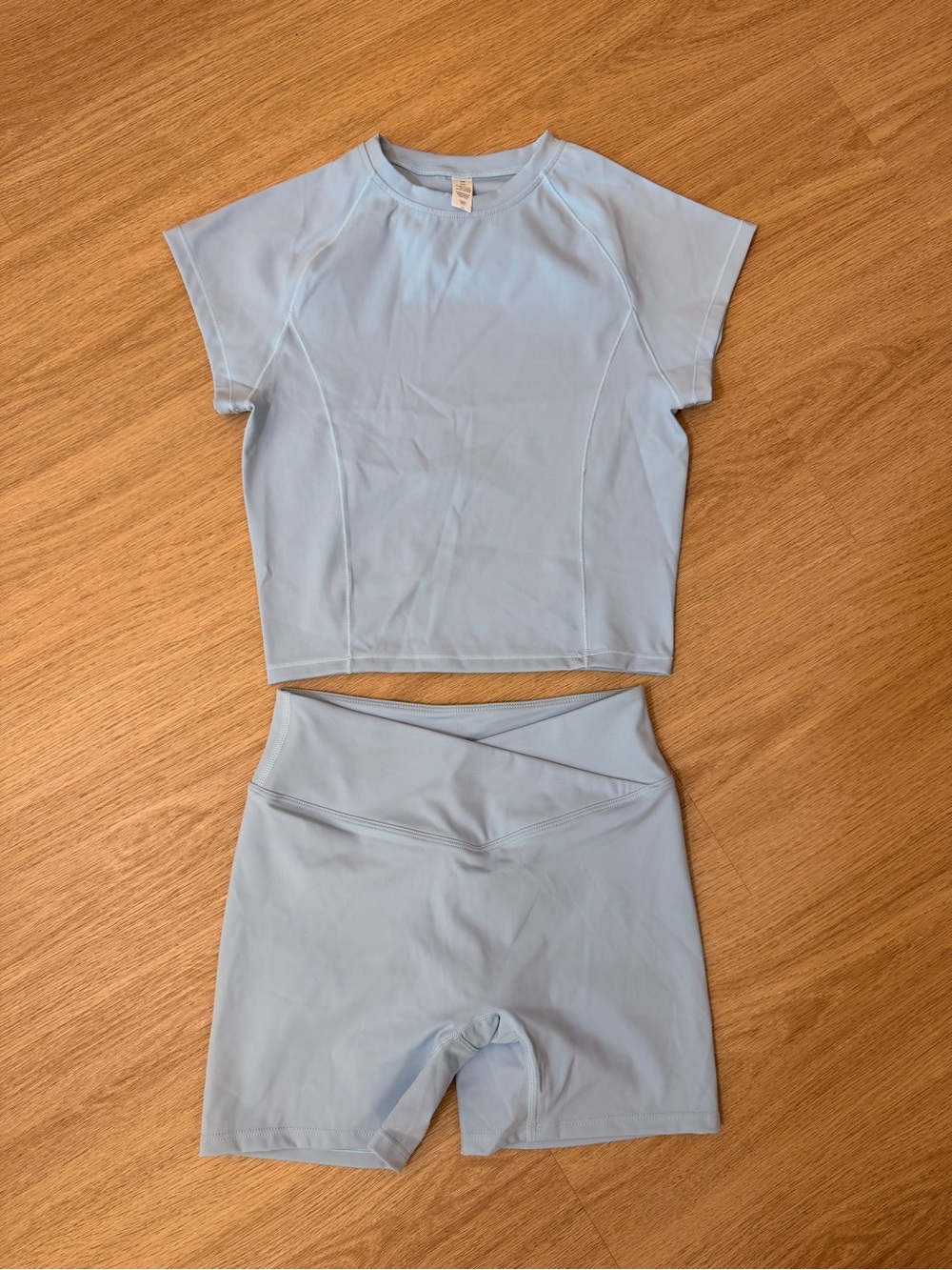 Women Sports Set - Short Sleeve Top & Bike Shorts